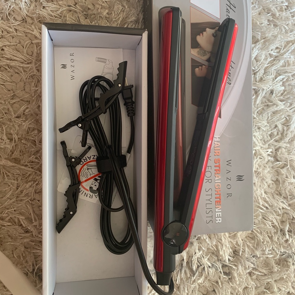 Red Professional Hair Straightener with 1” plates